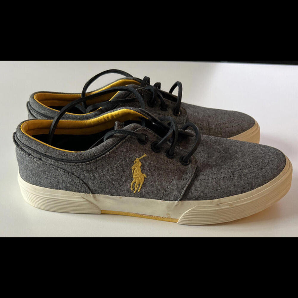 Polo Ralph Lauren Men's Faxon Low Shoes 7.5D Casual Lace Up Blue Chambray